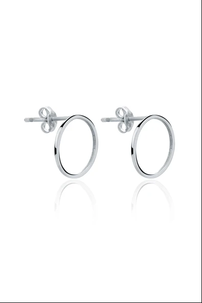 925 Ayar Gümüş Halka Küpe, Beyaz - Resim 3