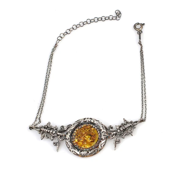 925 Ayar Gümüş Altın İskender Tasarım Antik Bileklik ürün görseli