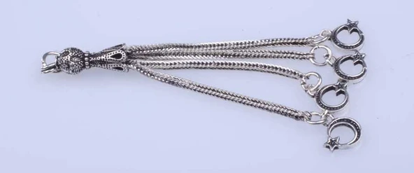 925 ayar Gümüş Ay Yıldız Püskül - Resim 4