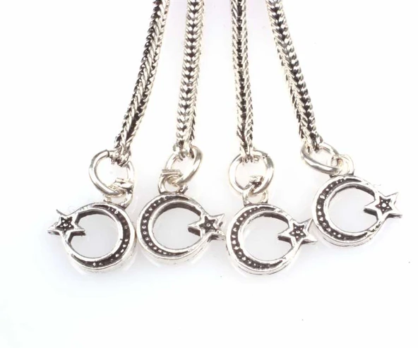 925 ayar Gümüş Ay Yıldız Püskül - Resim 7