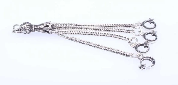 925 ayar Gümüş Ay Yıldız Püskül - Resim 9