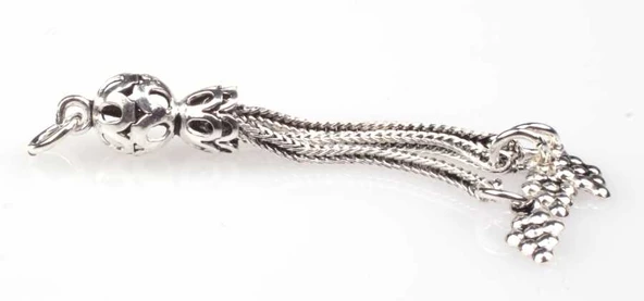 925 ayar Gümüş 3\'lü Üzüm Salkımı Püskül - Resim 7