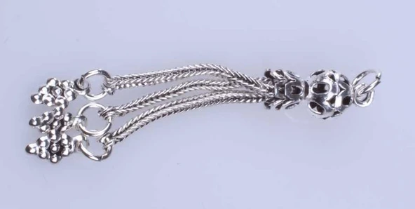 925 ayar Gümüş 3\'lü Üzüm Salkımı Püskül - Resim 8