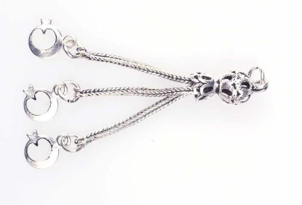 925 ayar Gümüş 3\'lü Ayyıldız Püskül - Resim 3