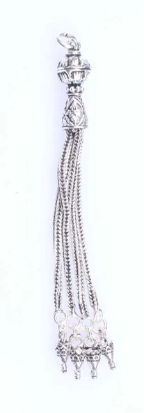 925 ayar Gümüş Desenli Çivi Püskül - Resim 2