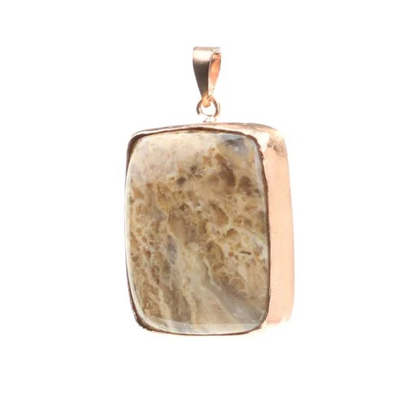 925 Ayar Gümüş Dikdörtgen Taşlı Kolye Ucu ürün görseli