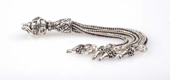 925 ayar Gümüş Desenli Çivi Püskül - Resim 4