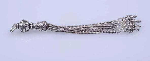 925 ayar Gümüş Desenli Çivi Püskül - Resim 8