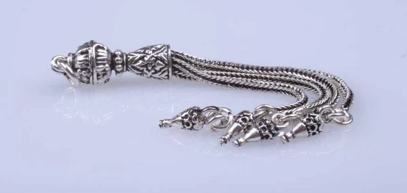 925 ayar Gümüş Desenli Çivi Püskül - Resim 3