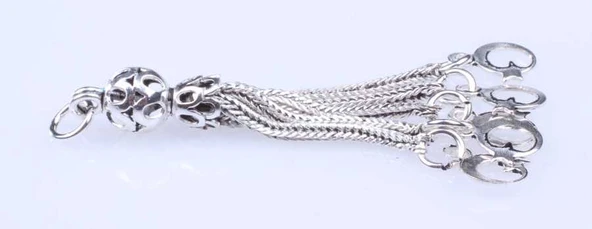 925 ayar Gümüş 5\'li Ayyıldız Püskül - Resim 3