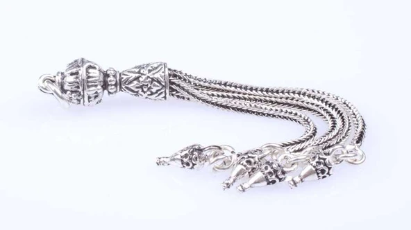 925 ayar Gümüş Desenli Çivi Püskül - Resim 5