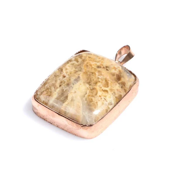 925 Ayar Gümüş Dikdörtgen Taşlı Kolye Ucu - Resim 3