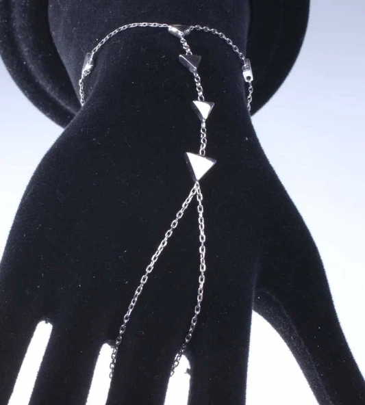 925 Ayar Gümüş Üçgen Parçalı Şahmeran Bileklik - Resim 3