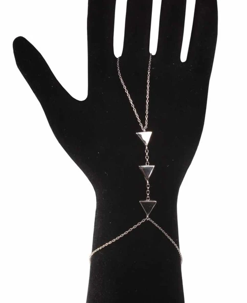 925 Ayar Gümüş Üçlü Üçgen Şahmeran Bileklik - Resim 9