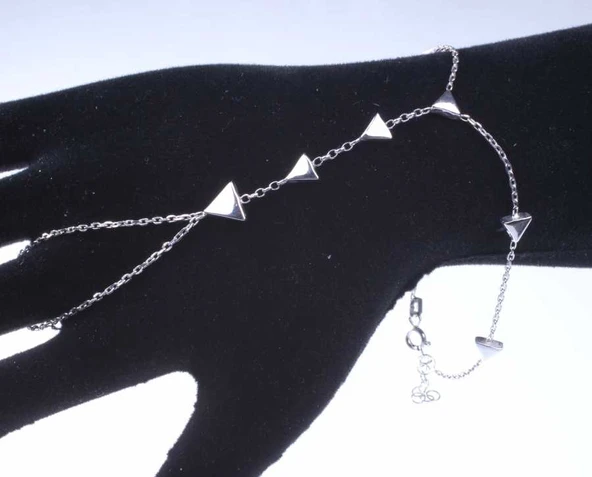 925 Ayar Gümüş Üçgen Parçalı Şahmeran Bileklik ürün görseli