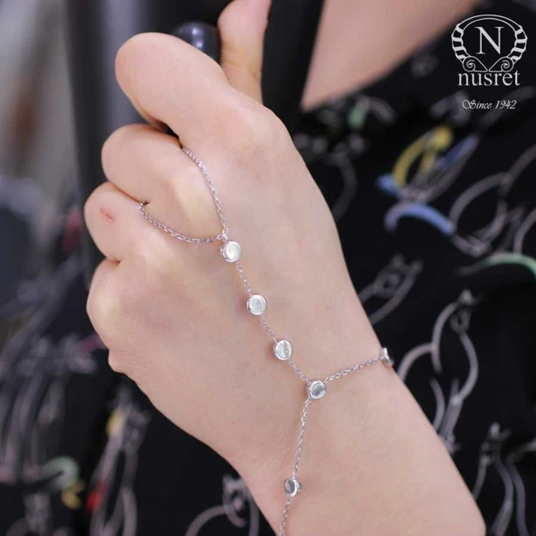 925 Ayar Gümüş Taşsız Yuvarlak Parçalı Şahmeran, Beyaz - Resim 2