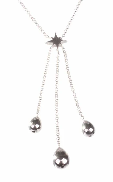 925 Ayar Gümüş Damla Püsküllü Kutup Yıldızı Kolye, Beyaz ürün görseli