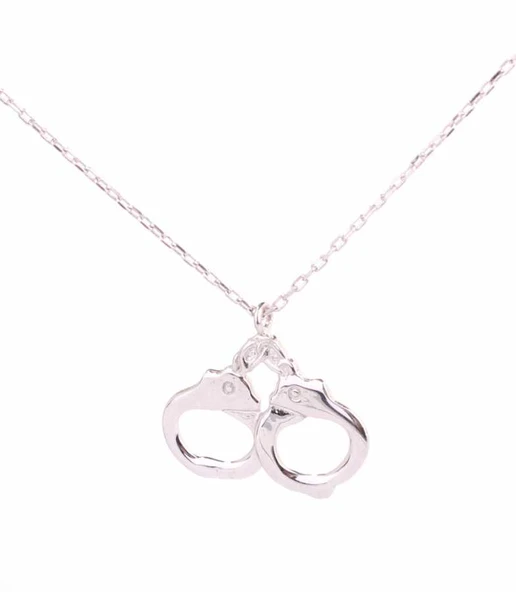 925 Ayar Gümüş Kelepçe Kolye, Beyaz - Resim 2