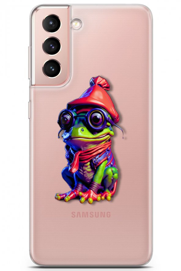 Samsung Galaxy S21 Kılıf Seri Others 11 Kurbağa Şeffaf 4K Baskılı Kılıf