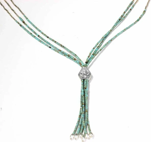 925 Ayar Gümüş Turkuaz Taşlı Kolye ürün görseli