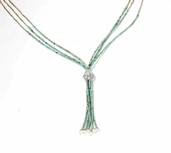 925 Ayar Gümüş Turkuaz Taşlı Kolye - Resim 2