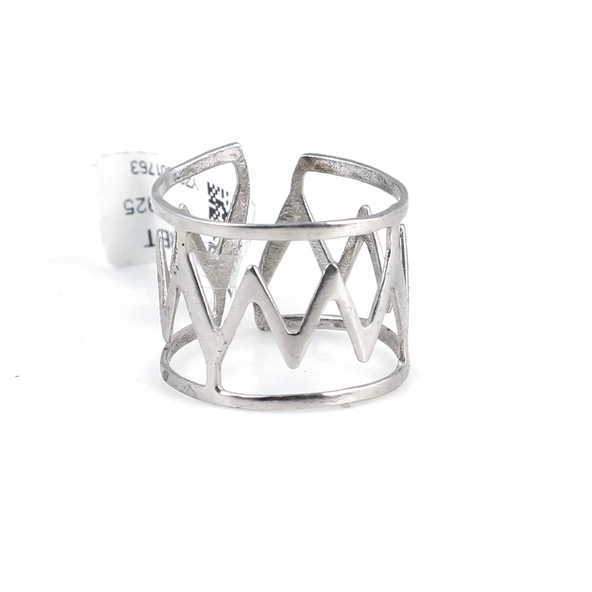 925 Ayar Gümüş Şerit Yüzük, Beyaz - Resim 2