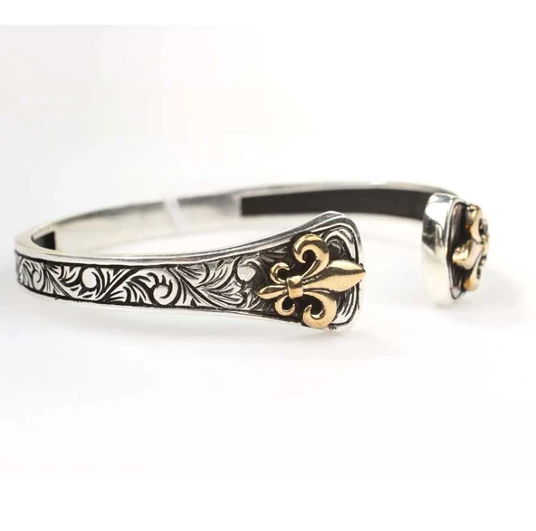 925 Ayar Gümüş ve Bronz Osmanlı Motifli Erkek Bilekliği ürün görseli 1