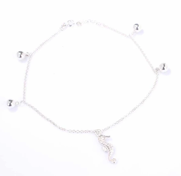 925 Ayar Gümüş Deniz Atı Halhal - Resim 2