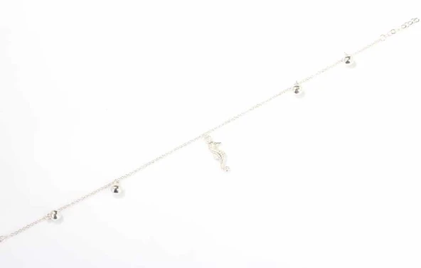 925 Ayar Gümüş Deniz Atı Halhal - Resim 4