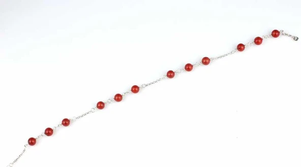 925 Ayar Gümüş 12 Adet Mercan Taşlı Halhal Bileklik ürün görseli 1