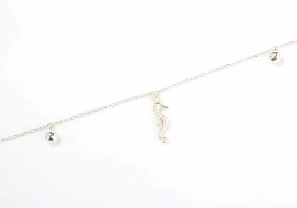 925 Ayar Gümüş Deniz Atı Halhal - Resim 3