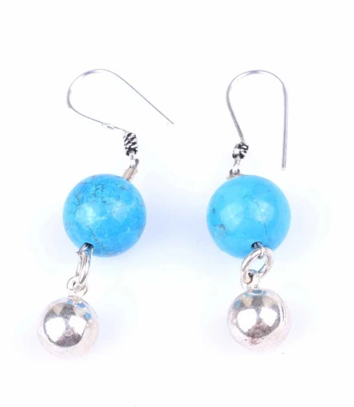 925 Ayar Gümüş Turkuaz Küpe ürün görseli 1