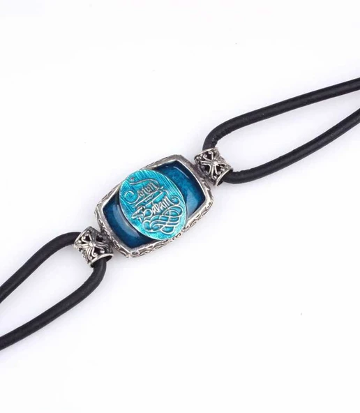 925 Ayar Gümüş Canım Babam Yazılı Derili Erkek Bileklik - Resim 7