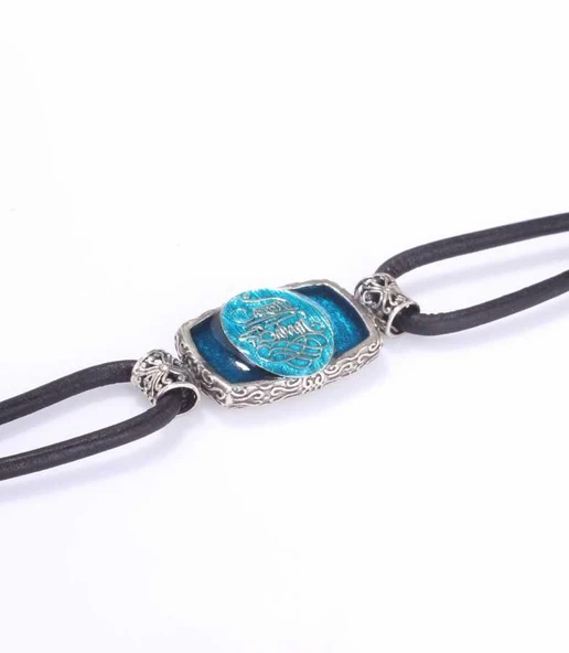 925 Ayar Gümüş Canım Babam Yazılı Derili Erkek Bileklik - Resim 10