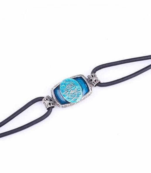 925 Ayar Gümüş Canım Babam Yazılı Derili Erkek Bileklik - Resim 4