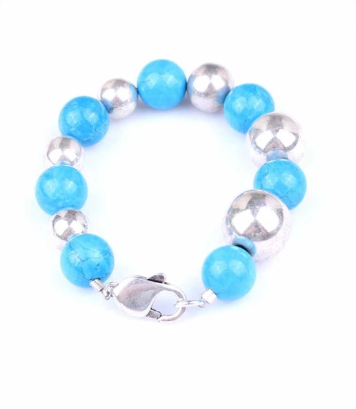 925 Ayar Gümüş Turkuaz Taş Bileklik ürün görseli