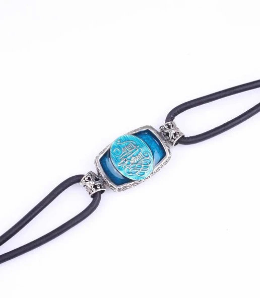 925 Ayar Gümüş Canım Babam Yazılı Derili Erkek Bileklik - Resim 2