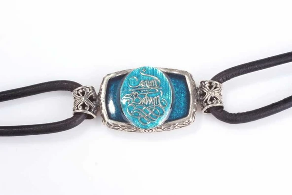 925 Ayar Gümüş Canım Babam Yazılı Derili Erkek Bileklik - Resim 3