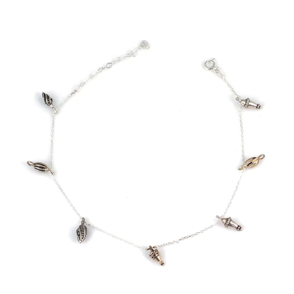 925 Ayar Gümüş Çam Ağacı ve Kozalak Halhal - Resim 2