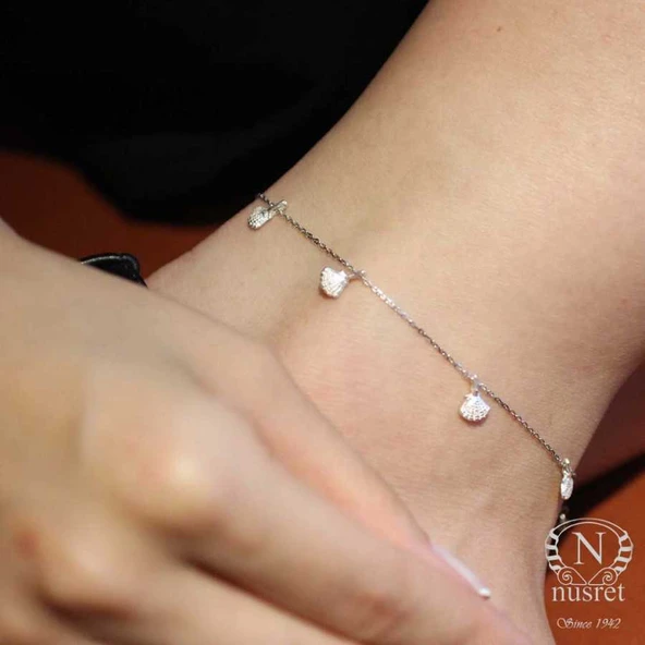 925 Ayar Gümüş Midye Kabuğu Halhal - Resim 3