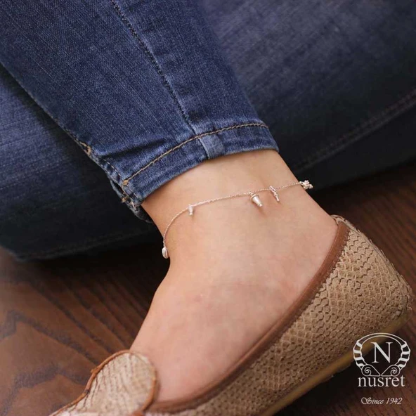 925 Ayar Gümüş Çam Ağacı ve Kozalak Halhal - Resim 8