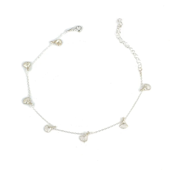 925 Ayar Gümüş Midye Kabuğu Halhal - Resim 2