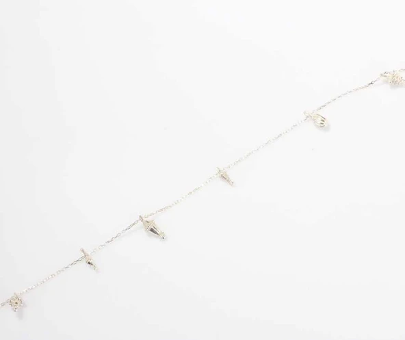 925 Ayar Gümüş Çam Ağacı ve Kozalak Halhal - Resim 3