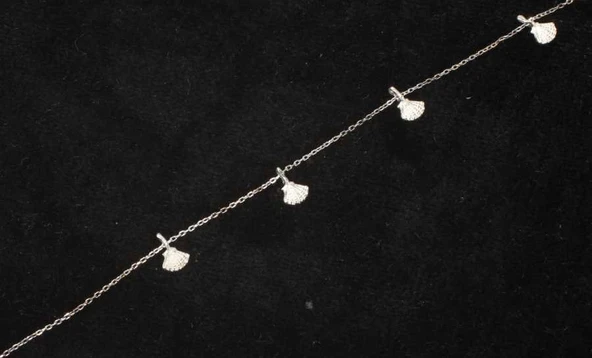 925 Ayar Gümüş Midye Kabuğu Halhal - Resim 5