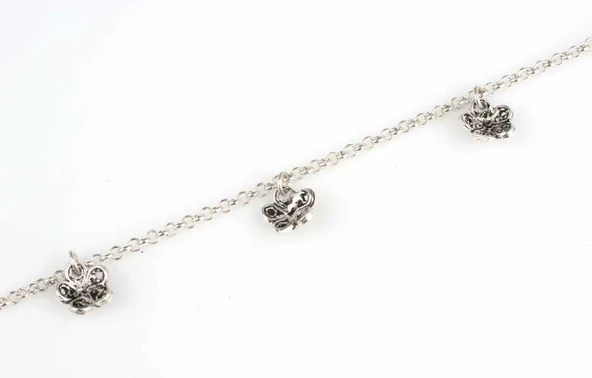 925 Ayar Gümüş Papatya Halhal Bileklik - Resim 4