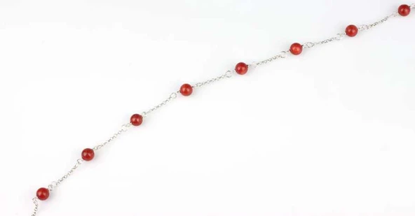 925 Ayar Gümüş 8 Adet Mercan Taşlı Halhal Bileklik - Resim 4