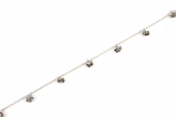 925 Ayar Gümüş Papatya Halhal Bileklik - Resim 2