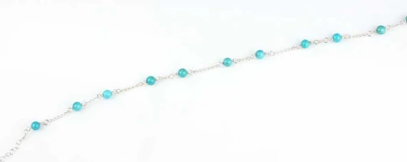 925 Ayar Gümüş 11 Adet Turkuaz Taşlı Halhal Bileklik - Resim 4