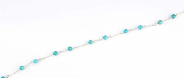 925 Ayar Gümüş 11 Adet Turkuaz Taşlı Halhal Bileklik - Resim 5