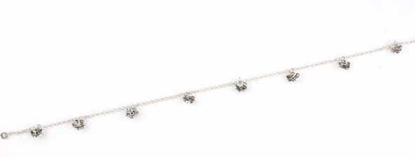 925 Ayar Gümüş Papatya Halhal Bileklik - Resim 5